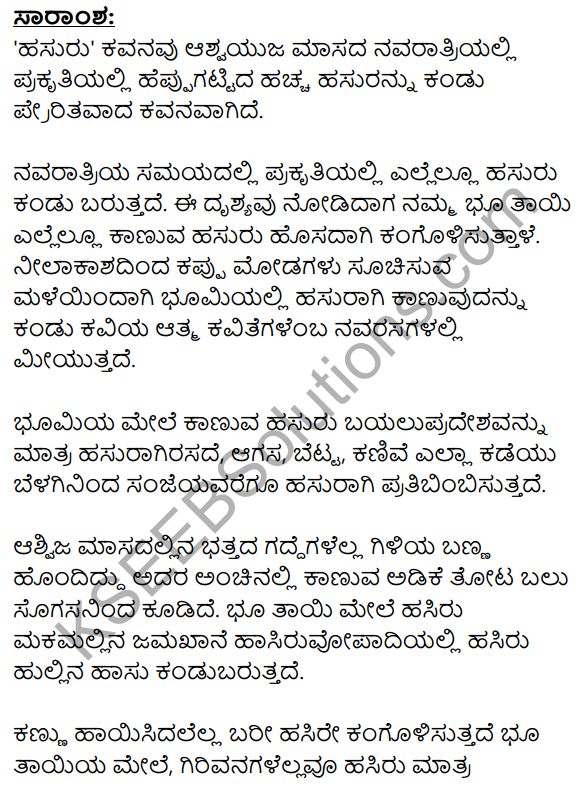 Hasuru Summary in Kannada 1