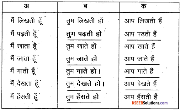 KSEEB Solutions for Class 6 Hindi Chapter 8 मैं, हम, तू, तुम, आप 8