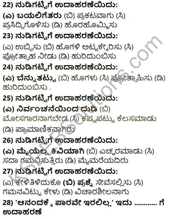 Karnataka SSLC Class 10 Tili Kannada Grammar Anvayika Vyakarana 42
