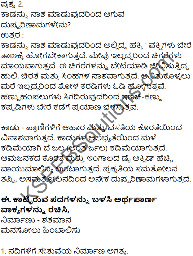 Siri Kannada Text Book Class 7 Solutions Gadya Chapter 4 Parisara Samatholana 5