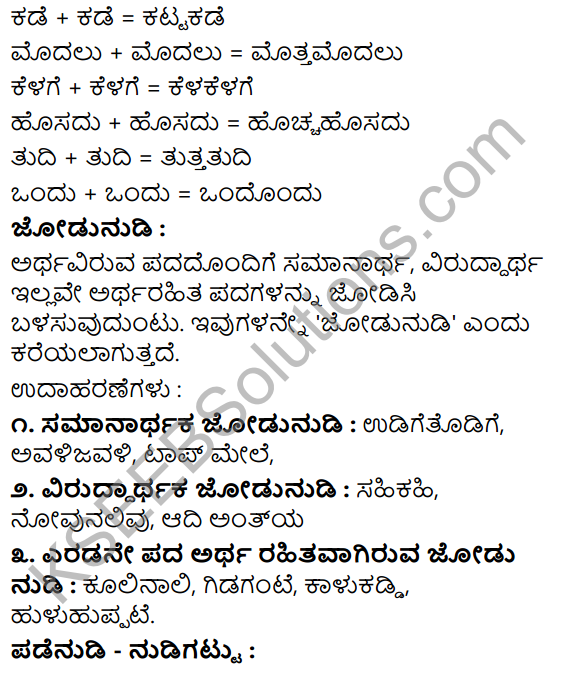 Tili Kannada Text Book Class 8 Saiddhantika Vyakarana Dvirukti - Jodi Nudi Nudigattugalu 2