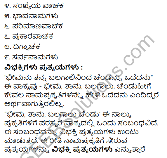 Tili Kannada Text Book Class 8 Saiddhantika Vyakarana Namapada - Vibhakti Pratyaya Galu 2