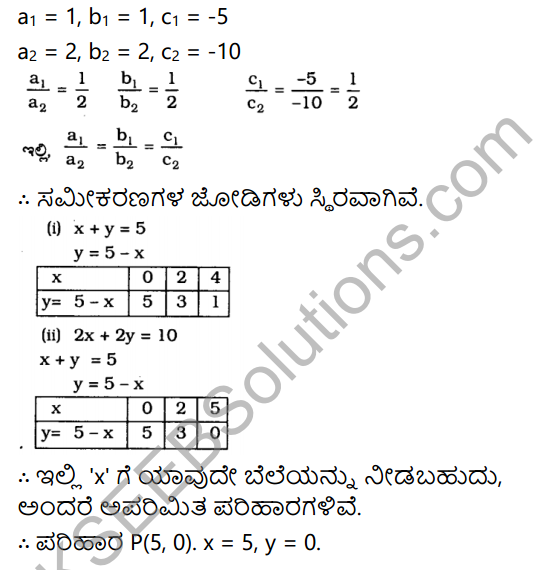 KSEEB Solutions for Class 10 Maths Chapter 3 Pair of Linear Equations in Two Variables Ex 3.2 in Kannada 10