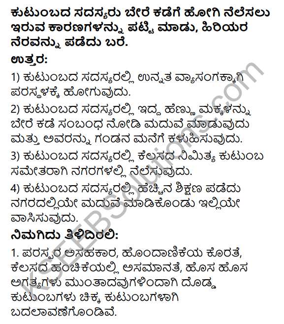 KSEEB Solutions for Class 4 EVS Chapter 16 The Changing Families in Kannada 10