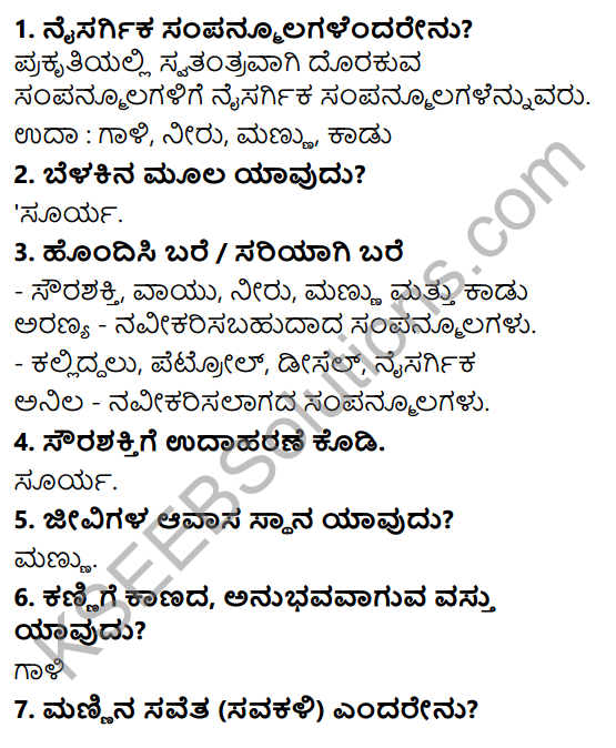 KSEEB Solutions for Class 5 EVS Chapter 5 Natural Resources in Kannada 10