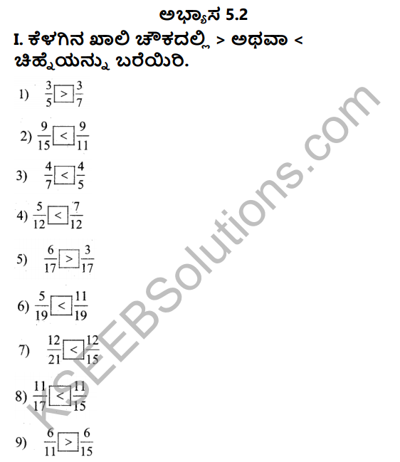 KSEEB Solutions for Class 5 Maths Chapter 5 Fractions in Kannada 14
