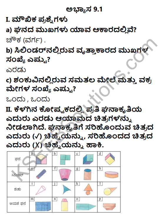KSEEB Solutions for Class 5 Maths Chapter 9 Three Dimensional Figures in Kannada 1