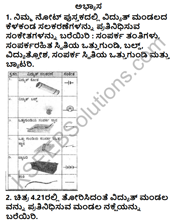 KSEEB Solutions for Class 7 Science Chapter 14 Vidyut Pravaha Mattu Adara Parinamagalu 1
