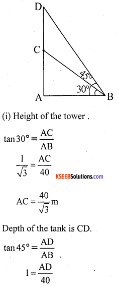 KSEEB Solutions for Class 10 Maths Chapter 12 Some Applications of Trigonometry Additional Questions 3