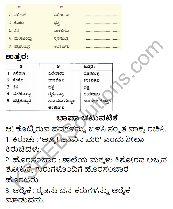 Savi Kannada Text Book Class 4 Solutions Chapter 5 Ajjiya Thotadalli Ondu Dina 4