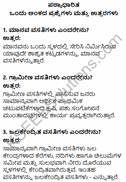 2nd PUC Geography Question Bank Chapter 5 Human Settlements in Kannada 1