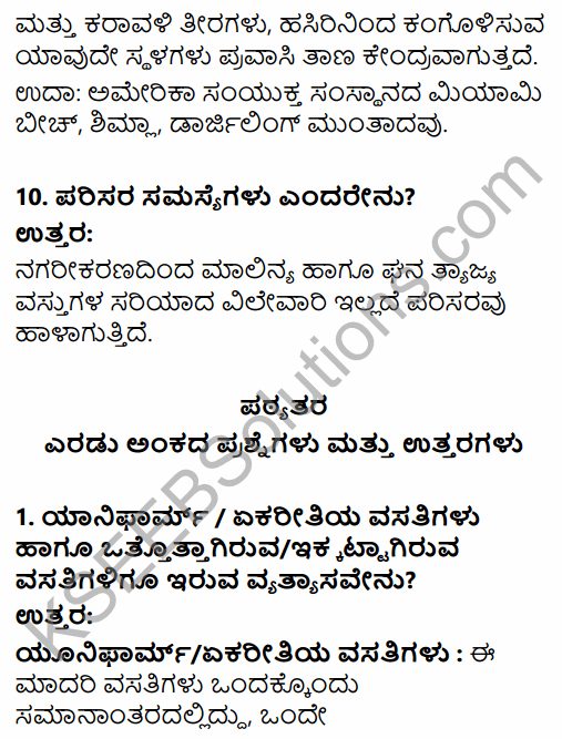 2nd PUC Geography Question Bank Chapter 5 Human Settlements in Kannada 10