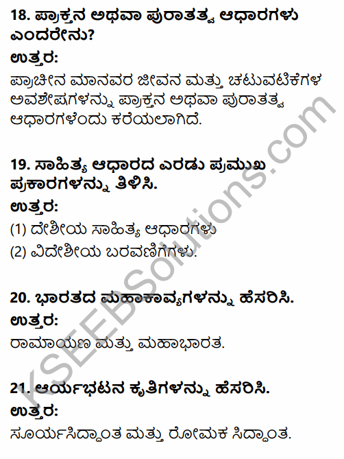 2nd PUC History Question Bank Chapter 1 Introduction in India in Kannada 9
