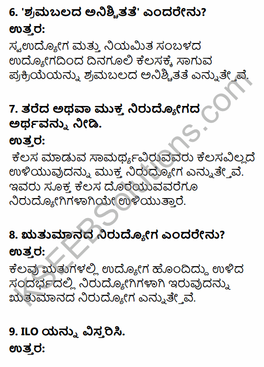 1st PUC Economics Question Bank Chapter 7 Employment-Growth, Informalisation and Other Issues in Kannada 8