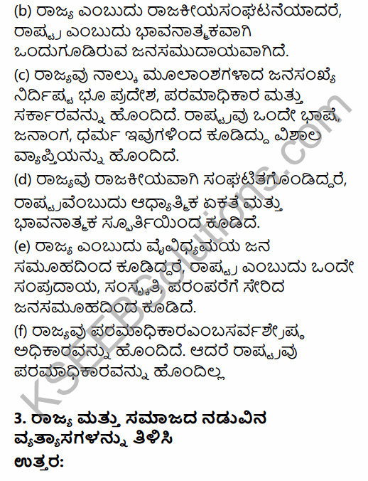 1st PUC Political Science Question Bank Chapter 2 State in Kannada 11
