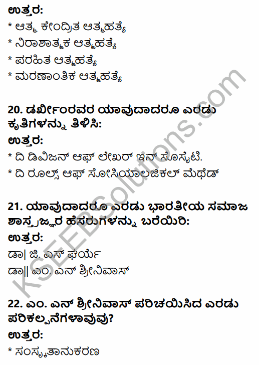1st PUC Sociology Question Bank Chapter 1 Nature of Sociology in Kannada 23