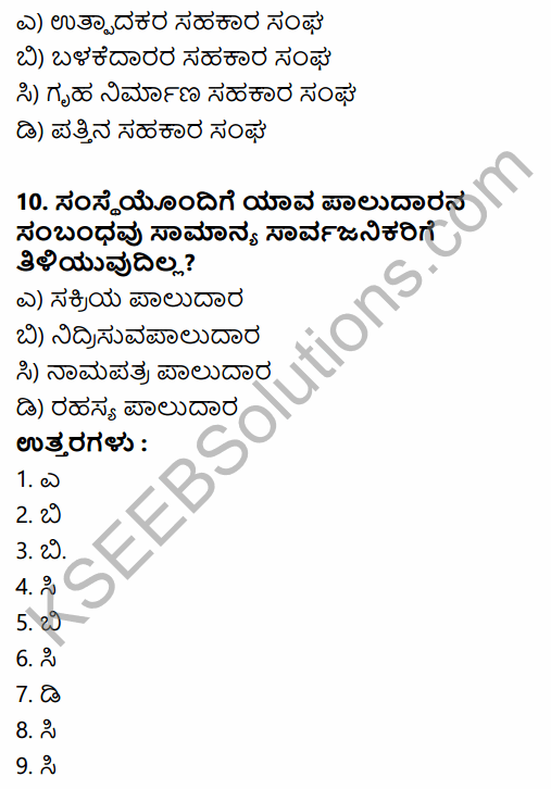 1st PUC Business Studies Question Bank Chapter 2 Forms of Business Organisation in Kannada 4