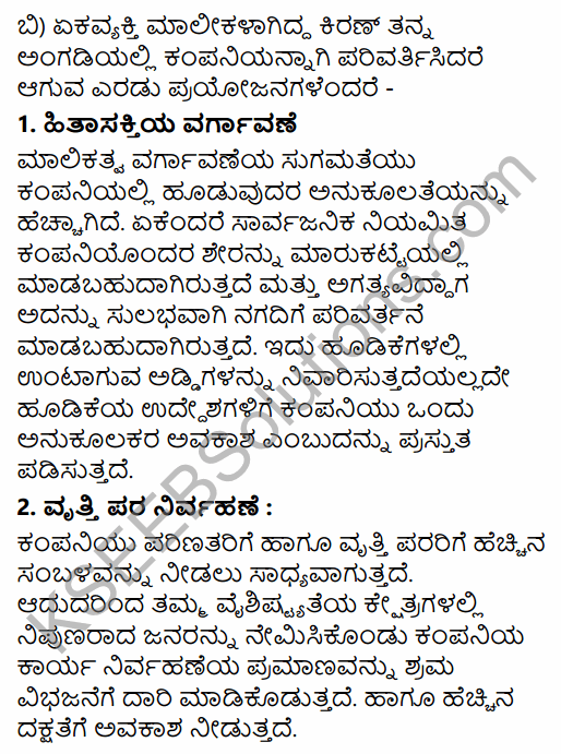 1st PUC Business Studies Question Bank Chapter 2 Forms of Business Organisation in Kannada 48