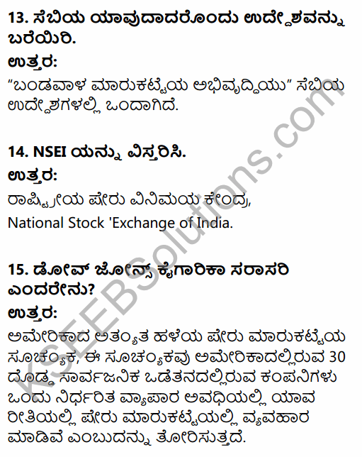 2nd PUC Business Studies Question Bank Chapter 10 Financial Market in Kannada 57