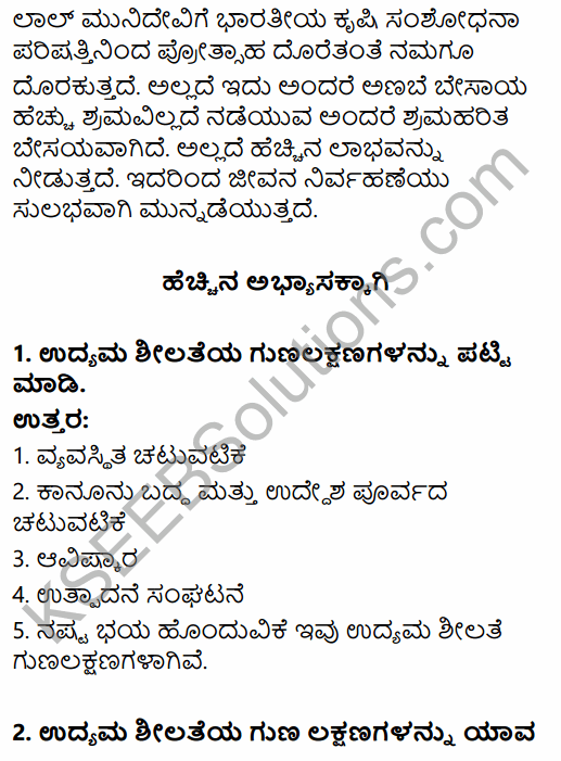2nd PUC Business Studies Question Bank Chapter 13 Entrepreneurship Development in Kannada 25
