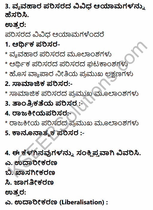 2nd PUC Business Studies Question Bank Chapter 3 Business Environment in Kannada 6