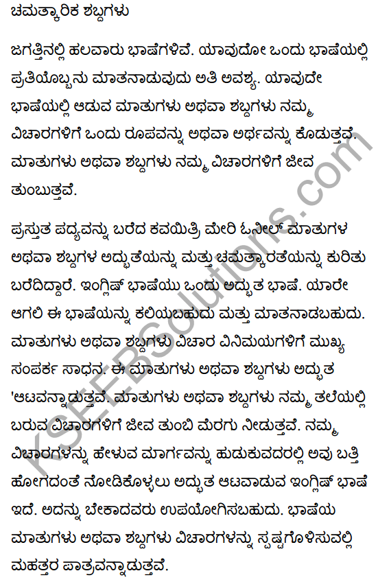 The Wonderful Words Poem Summary in Kannada 1
