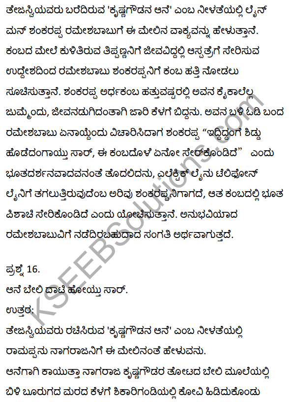 2nd PUC Kannada Textbook Answers Sahitya Sampada Chapter 21 Krishna Gowdana Aane 41